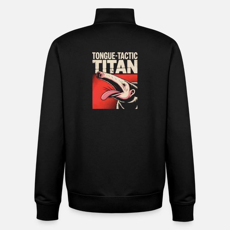 Tacticien de langue | Fourmilier comique - Sweat zippé unisexe en coton bio Stanley/Stella - noir