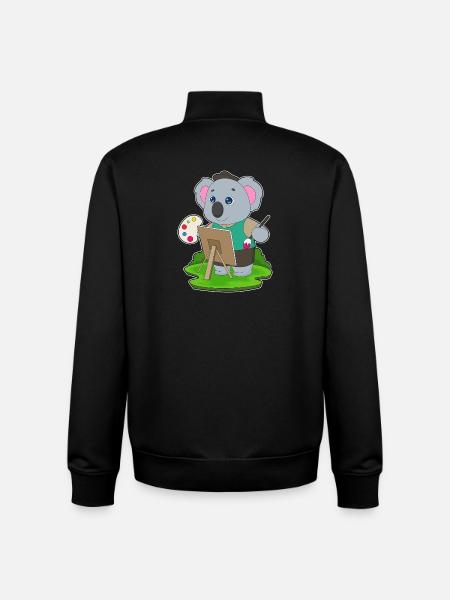 Koala Painter Brush Painting - Unisex Organic Zip Sweatshirt by Stanley/Stella - black