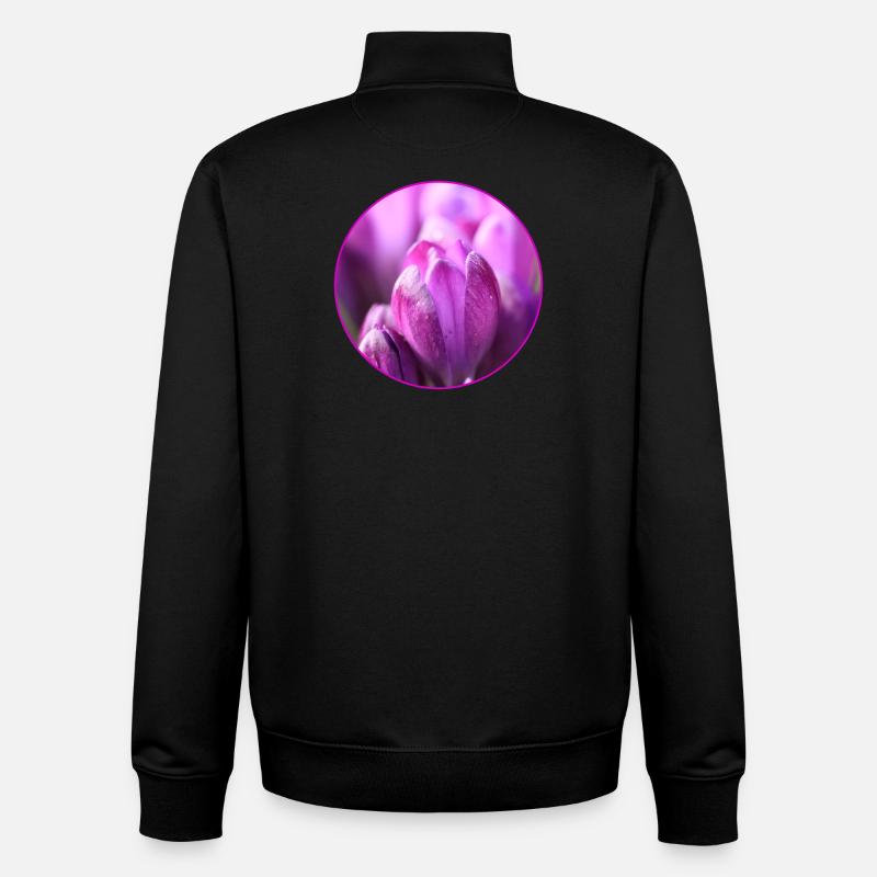 Crocuses Crocus Purple Flowers Crocus Bud - Unisex Organic Zip Sweatshirt by Stanley/Stella - black