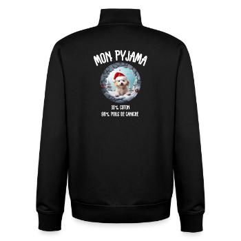 Pyjama Chien Caniche Humour Noel - Sweat zippé unisexe en coton bio Stanley/Stella - noir - Dos - AI Model Male 185 light (185cm)