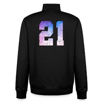  numéro 21 – Cadeau anniversaire 21 ans - Sweat zippé unisexe en coton bio Stanley/Stella - noir - Dos - AI Model Male 185 light (185cm)