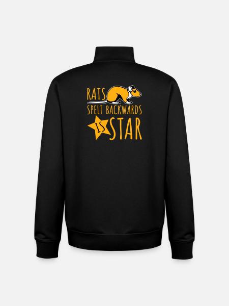 Rats Spelt Backwards Is Star Lustiger Ratte Spruch - Unisex Organic Zip Sweatshirt by Stanley/Stella - black