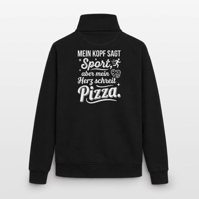 Sport oder Pizza lustiger Spruch Unisex Organic Zip Sweatshirt von Stanley/Stella