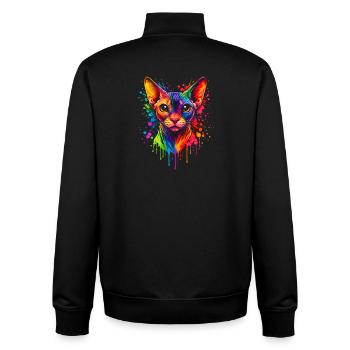 Sphynx Neon | Katzenkunst Pop Art - Unisex Organic Zip Sweatshirt von Stanley/Stella - Schwarz - Hinten - AI Model Male 185 light (185cm)
