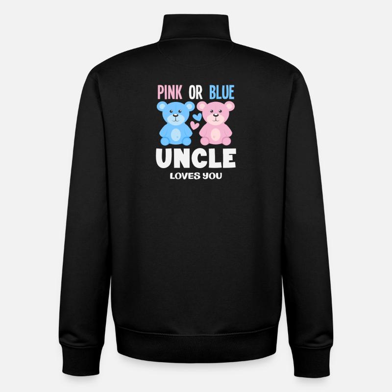 Rose ou bleu Oncle t’aime - Sweat zippé unisexe en coton bio Stanley/Stella - noir