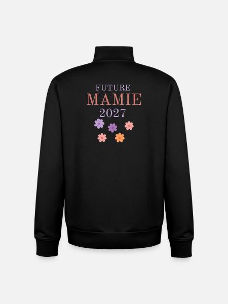 Future Mamie 2027 Annonce Grossesse - Sweat zippé unisexe en coton bio Stanley/Stella - noir