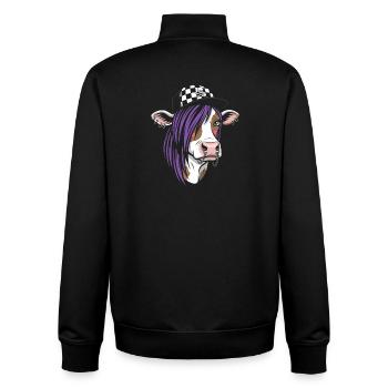 Punk cow with purple hair - Unisex Organic Zip Sweatshirt by Stanley/Stella - black - Back - AI Model Male 185 light (185cm)
