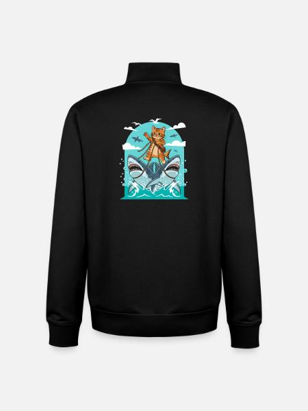 Kittens on shark adventures - Unisex Organic Zip Sweatshirt by Stanley/Stella - black