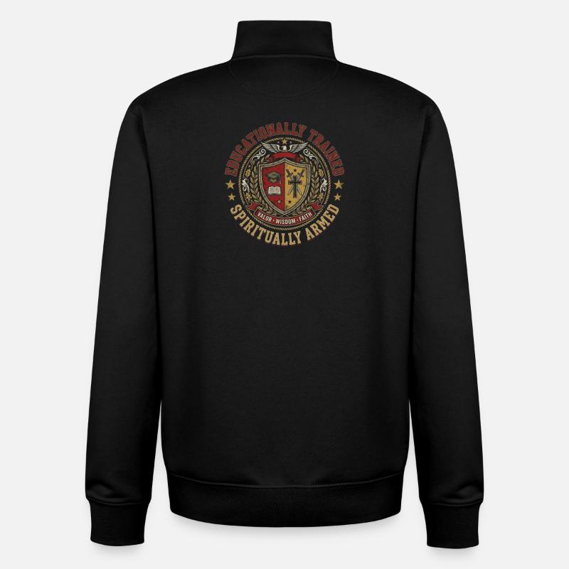 Educationally Trained Spiritually Armed - Unisex Organic Zip Sweatshirt by Stanley/Stella - black
