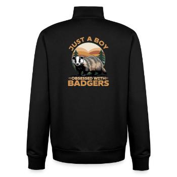 Funny Animal Badger - Unisex Organic Zip Sweatshirt by Stanley/Stella - black - Back - AI Model Male 185 light (185cm)