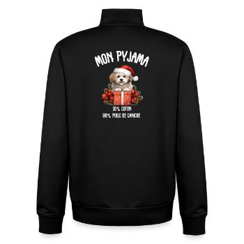 Pyjama Chien Caniche Humour Noel - Sweat zippé unisexe en coton bio Stanley/Stella - noir - Dos - AI Model Male 185 light (185cm)