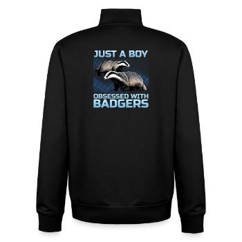 Funny Animal Badger - Unisex Organic Zip Sweatshirt by Stanley/Stella - black - Back - AI Model Male 185 light (185cm)
