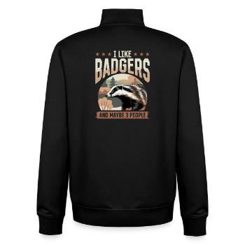 Funny Animal Badger - Unisex Organic Zip Sweatshirt by Stanley/Stella - black - Back - AI Model Male 185 light (185cm)