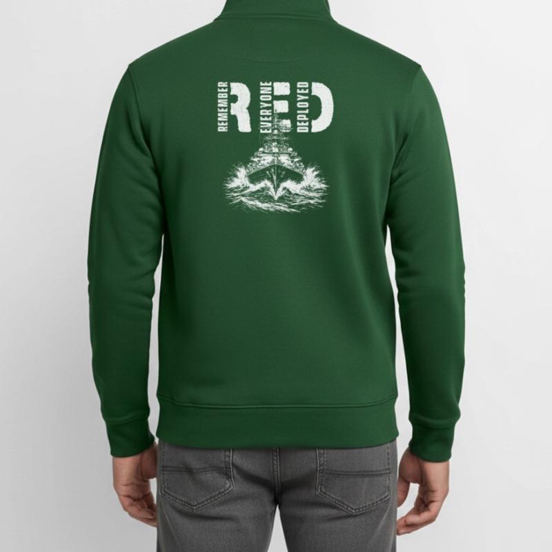 RED Remember Everyone Deployed Support Troops Unisex Organic Zip Sweatshirt by Stanley/Stella