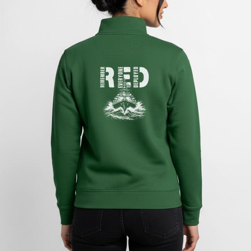 RED Remember Everyone Deployed Support Troops Unisex Organic Zip Sweatshirt by Stanley/Stella