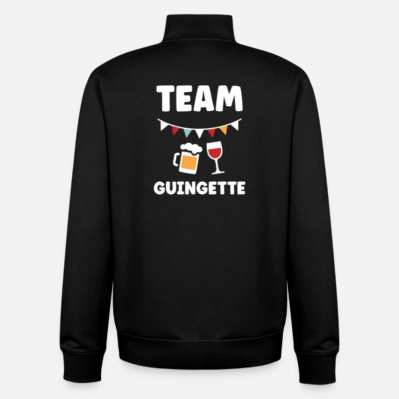 Team Guinguette Festif - Sweat zippé unisexe en coton bio Stanley/Stella - noir