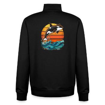 Orca im Sonnenuntergang - Unisex Organic Zip Sweatshirt von Stanley/Stella - Schwarz - Hinten - AI Model Male 185 light (185cm)