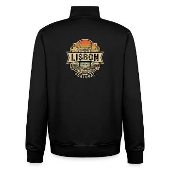 Retro Lissabon Portugal Vintage Skyline Reiseabzeichen - Unisex Organic Zip Sweatshirt von Stanley/Stella - Schwarz - Hinten - AI Model Male 185 light (185cm)