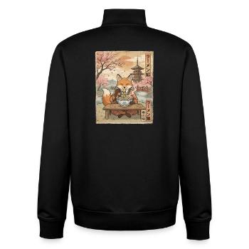 Fuchs Ramen Japanischer Vintage Stil - Unisex Organic Zip Sweatshirt von Stanley/Stella - Schwarz - Hinten - AI Model Male 185 light (185cm)