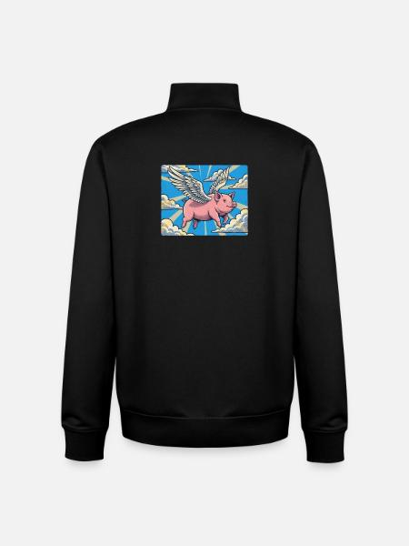 Pig flight in the cloud beam - Unisex Organic Zip Sweatshirt by Stanley/Stella - black