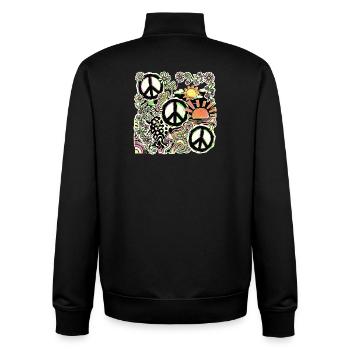 Peace Hippie Flower Stop The War - Unisex Organic Zip Sweatshirt by Stanley/Stella - black - Back - AI Model Male 185 light (185cm)