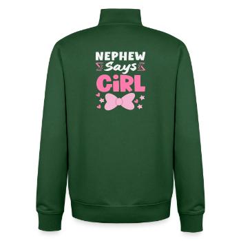 Neveu dit que la fille a révélé le sexe - Sweat zippé unisexe en coton bio Stanley/Stella - vert bouteille - Dos - AI Model Male 185 dark (185cm)