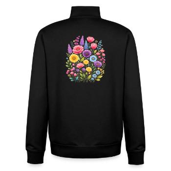 Jardin de fleurs sauvages vintage Flower Women - Sweat zippé unisexe en coton bio Stanley/Stella - noir - Dos - AI Model Male 185 light (185cm)