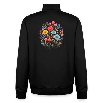 Jardin de fleurs sauvages vintage Flower Women - Sweat zippé unisexe en coton bio Stanley/Stella - noir - Dos - AI Model Male 185 light (185cm)