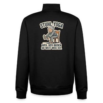 Stuhl-Yoga Spruch - Lustig für Senioren - Unisex Organic Zip Sweatshirt von Stanley/Stella - Schwarz - Hinten - AI Model Male 185 light (185cm)