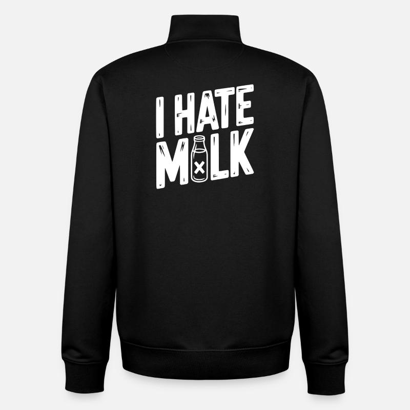Je déteste le lait - Sweat zippé unisexe en coton bio Stanley/Stella - noir