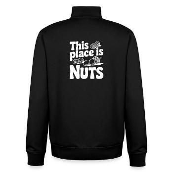 Dieser Ort ist verrückt - Unisex Organic Zip Sweatshirt von Stanley/Stella - Schwarz - Hinten - AI Model Male 185 light (185cm)