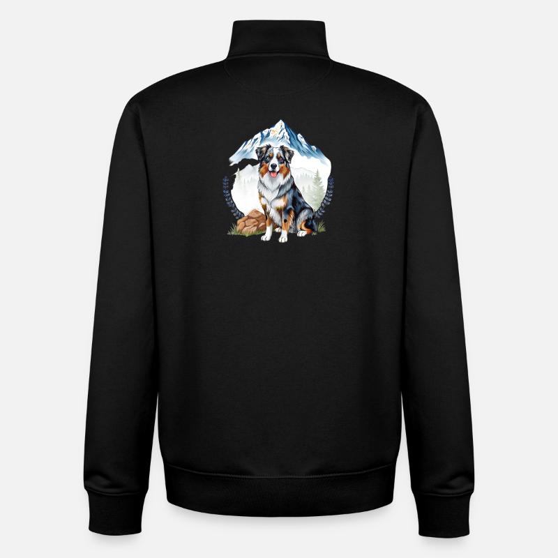 Aussie Dog Landscape Nature Illustration - Unisex Organic Zip Sweatshirt by Stanley/Stella - black