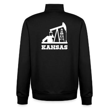 Kansas Oilfield Pumpjack Design - Unisex Organic Zip Sweatshirt von Stanley/Stella - Schwarz - Hinten - AI Model Male 185 light (185cm)