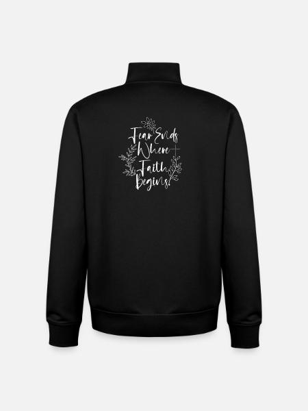 Rädslan slutar där tron börjar botaniskt, blommigt - Unisex sweatshirt med dragkedja i ekologisk bomull Stanley/Stella - svart