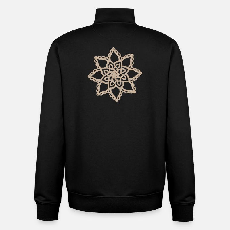 Dentelle de fleurs mandala beige - Sweat zippé unisexe en coton bio Stanley/Stella - noir