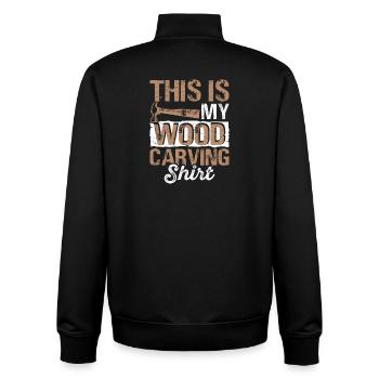 Wood Carving Shirt Wood Picture - Unisex Organic Zip Sweatshirt by Stanley/Stella - black - Back - AI Model Male 185 light (185cm)