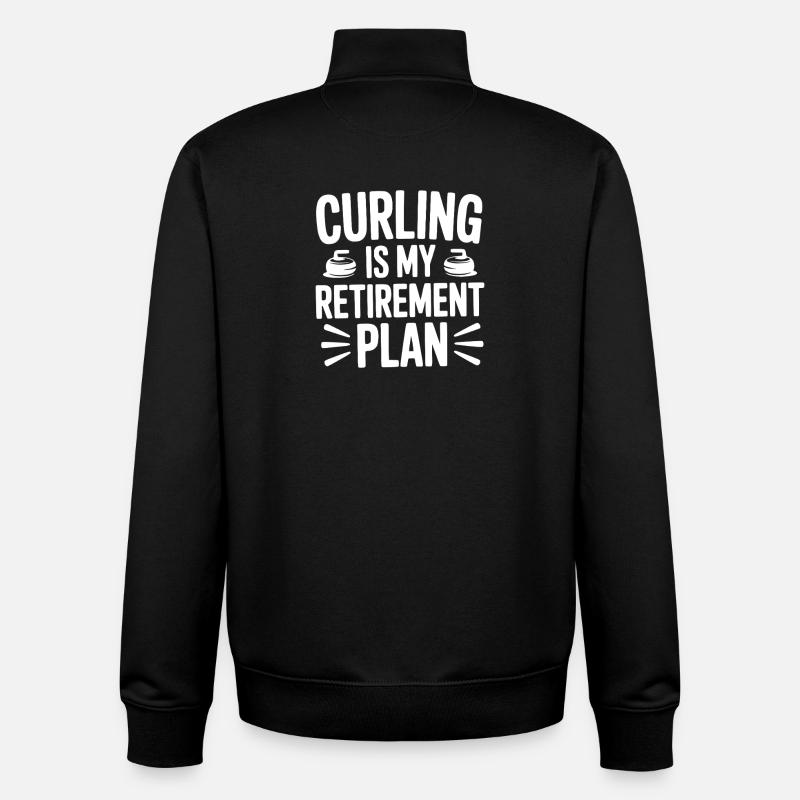 Curling is my Retirement Plan - Unisex Organic Zip Sweatshirt by Stanley/Stella - black