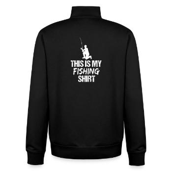 Das ist meine Fischerhemd-Fischer-Silhouette - Unisex Organic Zip Sweatshirt von Stanley/Stella - Schwarz - Hinten - AI Model Male 185 light (185cm)