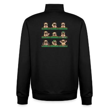 Lustiger Mops Poker Kartenspiel Hund - Unisex Organic Zip Sweatshirt von Stanley/Stella - Schwarz - Hinten - AI Model Male 185 light (185cm)