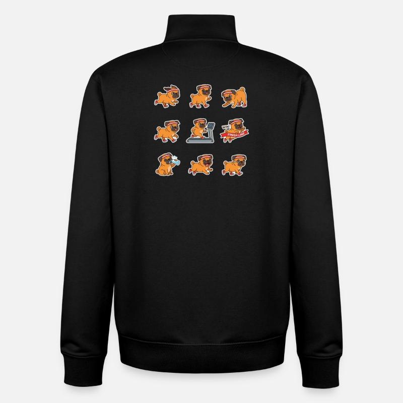 Lustiger Mops Joggen Marathon Laeufer - Unisex Organic Zip Sweatshirt von Stanley/Stella - Schwarz