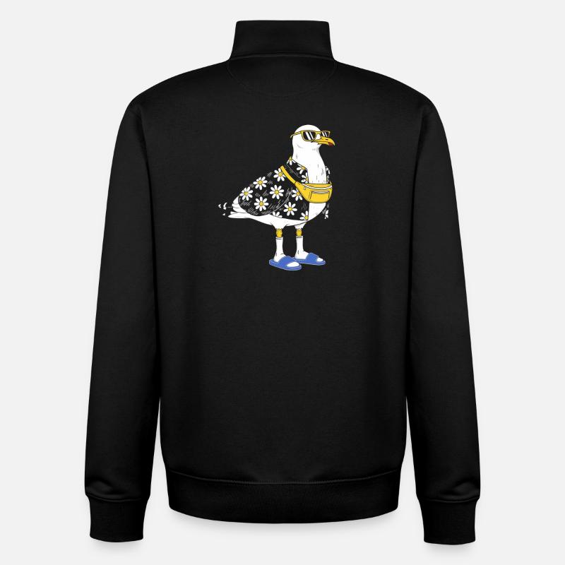Daisy seagull in summer look - Unisex Organic Zip Sweatshirt by Stanley/Stella - black
