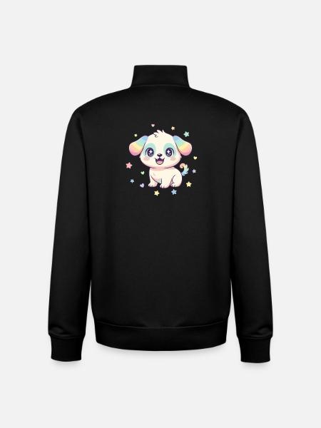 Pastel Star Pup - Sweat zippé unisexe en coton bio Stanley/Stella - noir