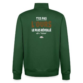 T’es pas l’ours le plus réveillé de l’hiver humour - Sweat zippé unisexe en coton bio Stanley/Stella - vert bouteille - Dos - AI Model Male 185 dark (185cm)