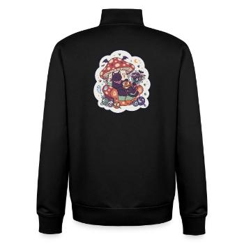 Chat Halloween Champignon Horreur Mignonne - Sweat zippé unisexe en coton bio Stanley/Stella - noir - Dos - AI Model Male 185 light (185cm)
