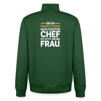 Rentner Bin Im Ruhestand Pensionär Kollege Rente - Unisex Organic Zip Sweatshirt von Stanley/Stella - Flaschengrün - Hinten - AI Model Male 185 dark (185cm)
