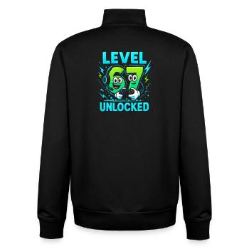Level 67 Unlocked Six Seven Italian Brainrot Gamer - Unisex Organic Zip Sweatshirt by Stanley/Stella - black - Back - AI Model Male 185 light (185cm)
