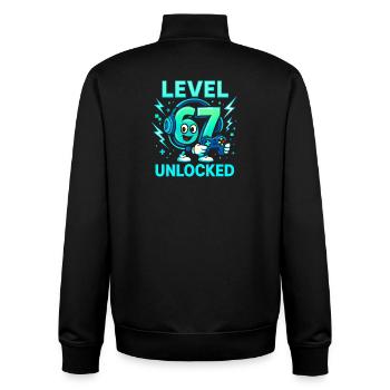 Level 67 Unlocked Six Seven Italian Brainrot Gamer - Unisex Organic Zip Sweatshirt by Stanley/Stella - black - Back - AI Model Male 185 light (185cm)