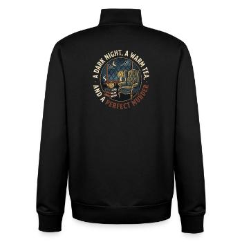 A Dark Night Warm Tea Perfect Murder Cozy Mystery - Unisex Organic Zip Sweatshirt by Stanley/Stella - black - Back - AI Model Male 185 light (185cm)