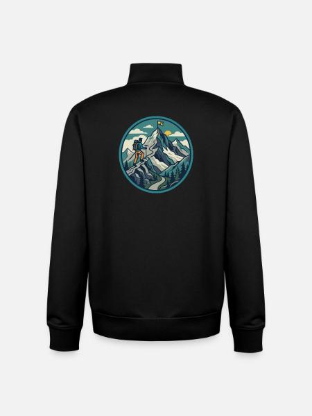 Bjergbestigningseventyr Summit-motiv - Stanley/Stella unisex sweatshirt med lynlås i økologisk - sort