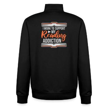I Work To Support My Reading Addiction Books Logo - Unisex Organic Zip Sweatshirt by Stanley/Stella - black - Back - AI Model Male 185 light (185cm)